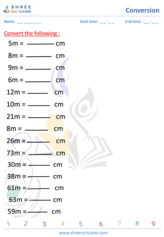 Grade 4  Maths worksheet: Unit transformation - Converting millimeters, centimeters, and meters