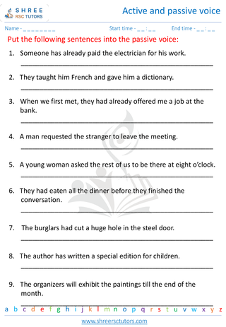 Grade 5  English worksheet: Active & passive voice