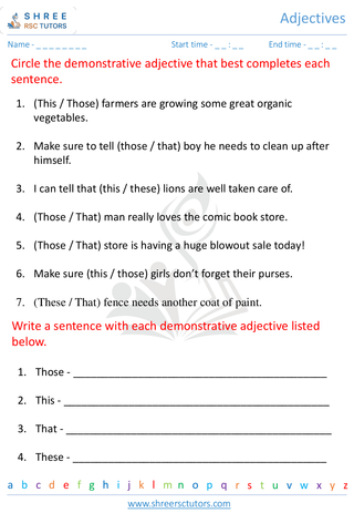 Grade 5  English worksheet: Adjectives