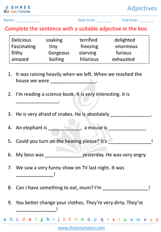 Grade 5  English worksheet: Adjectives