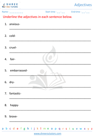 Grade 5  English worksheet: Adjectives