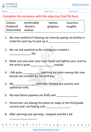 Grade 5  English worksheet: Adjectives