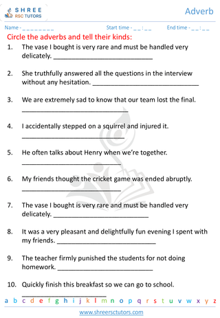 Grade 5  English worksheet: Adverb