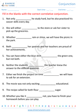 Grade 5  English worksheet: Conjunctions