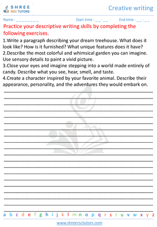 Grade 5  English worksheet: Creative writing