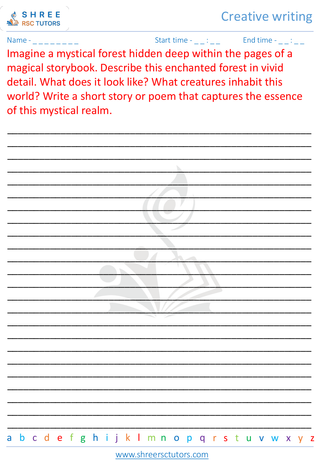 Grade 5  English worksheet: Creative writing