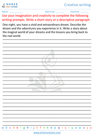 Grade 5  English worksheet: Creative writing