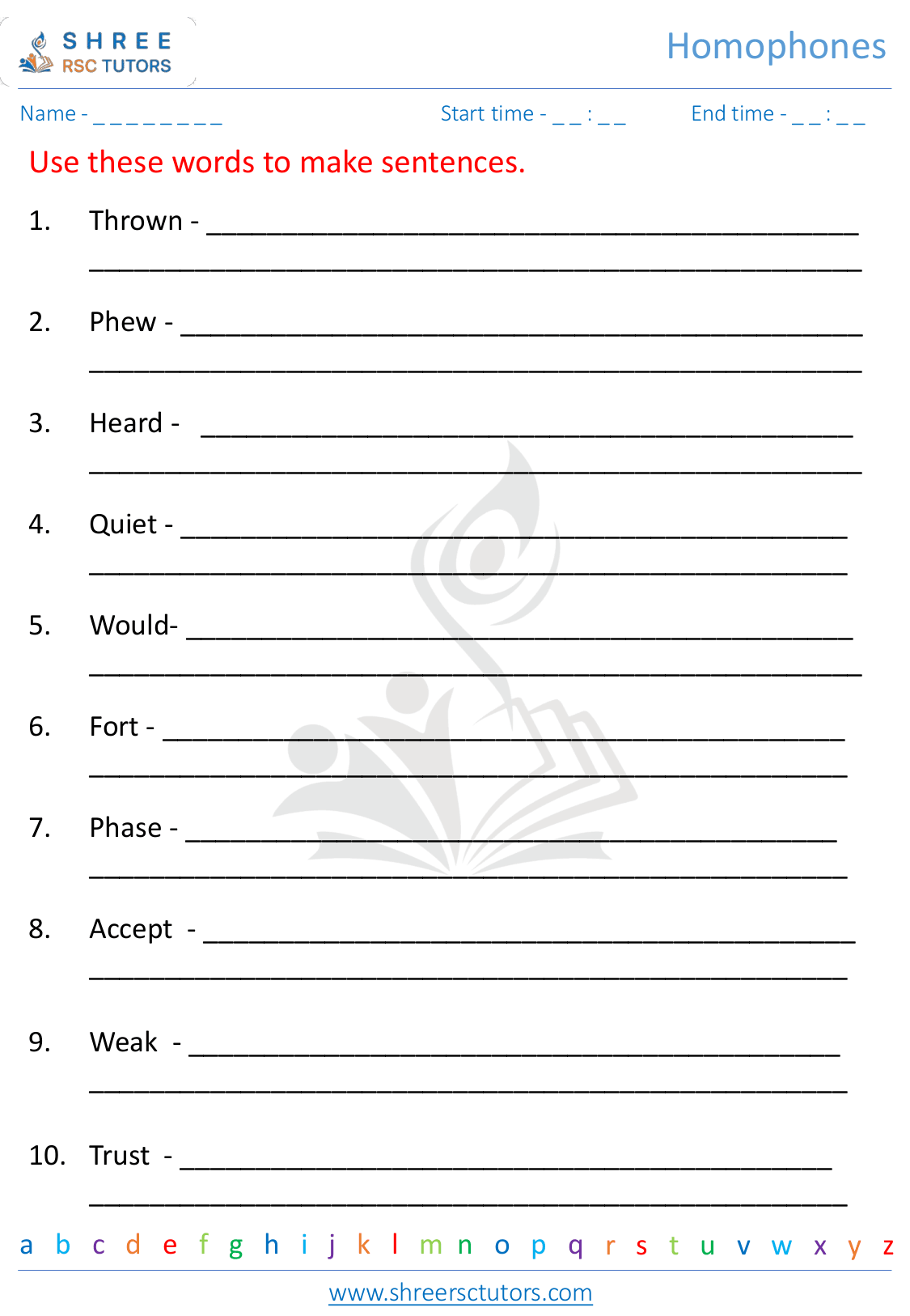 Homophones Worksheets For Grade 5 English Shree Rsc Tutors