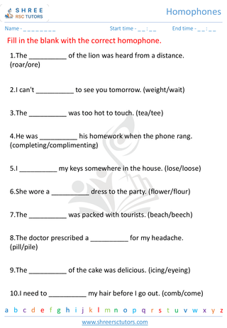 Grade 5  English worksheet: Homophones