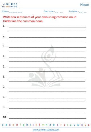 Grade 5  English worksheet: Noun