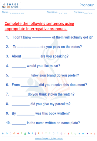 Grade 5  English worksheet: Pronoun