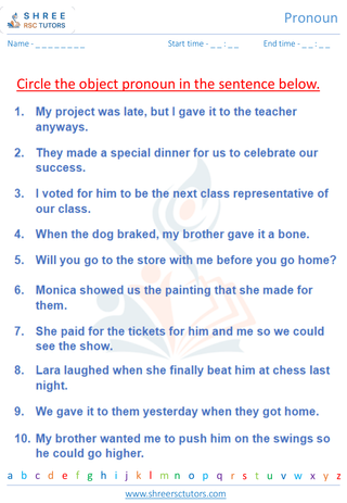 Grade 5  English worksheet: Pronoun