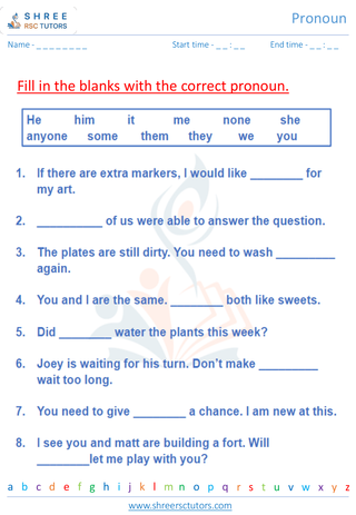 Grade 5  English worksheet: Pronoun