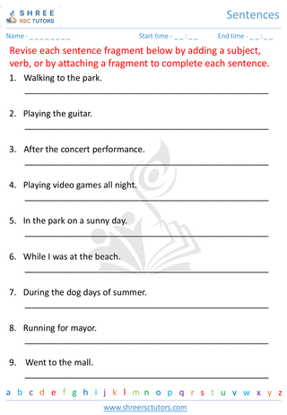 Grade 5  English worksheet: Sentence