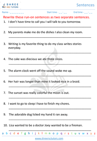 Grade 5  English worksheet: Sentence