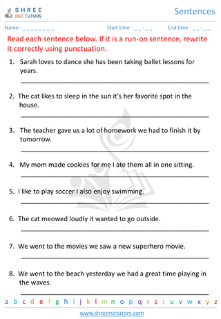 Grade 5  English worksheet: Sentence