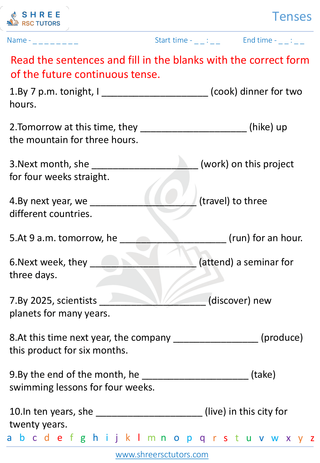 Grade 5  English worksheet: Tense