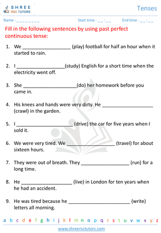 Grade 5  English worksheet: Tense