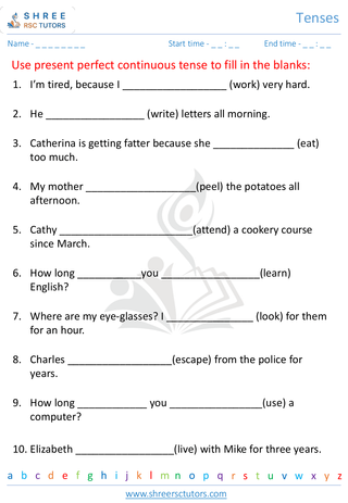 Grade 5  English worksheet: Tense