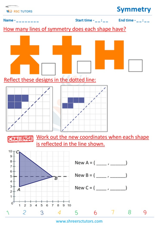 Grade 5  Maths worksheet: Axis of symmetry