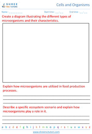 Grade 5  Science worksheet: Cells and Organisms - Basic structure of cells and introduction to microorganisms