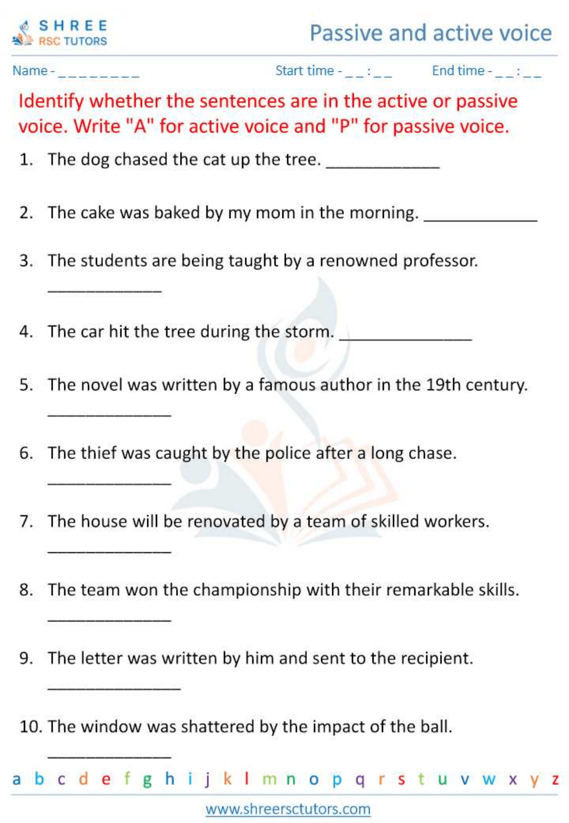 Grade 6  English worksheet: Active & passive voice