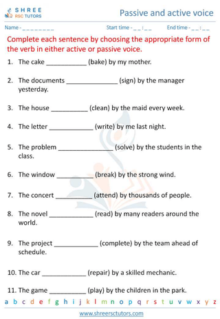 Grade 6  English worksheet: Active & passive voice