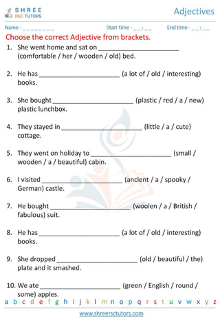 Grade 6  English worksheet: Adjectives