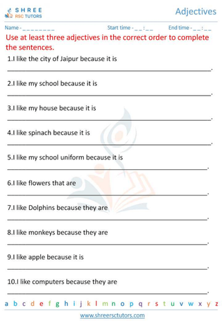 Grade 6  English worksheet: Adjectives