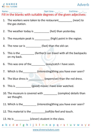 Grade 6  English worksheet: Adverb