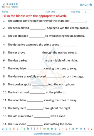 Grade 6  English worksheet: Adverb