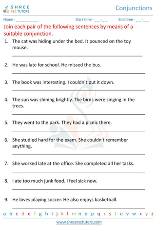 Grade 6  English worksheet: Conjunction