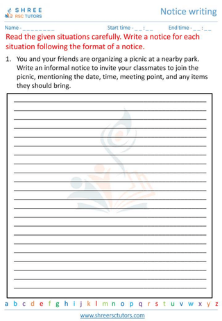 Grade 6  English worksheet: Notice writing