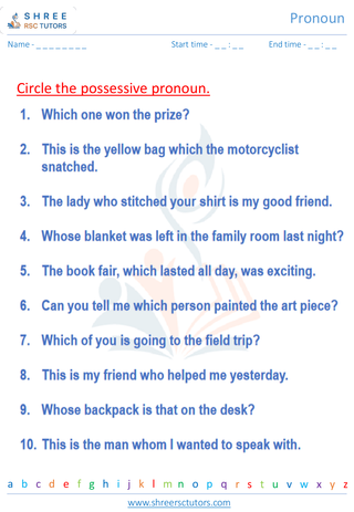 Grade 6  English worksheet: Pronoun