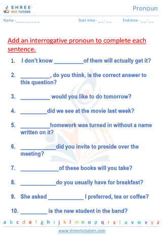 Grade 6  English worksheet: Pronoun