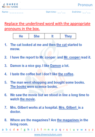 Grade 6  English worksheet: Pronoun