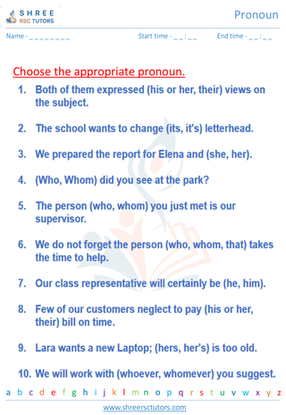 Grade 6  English worksheet: Pronoun