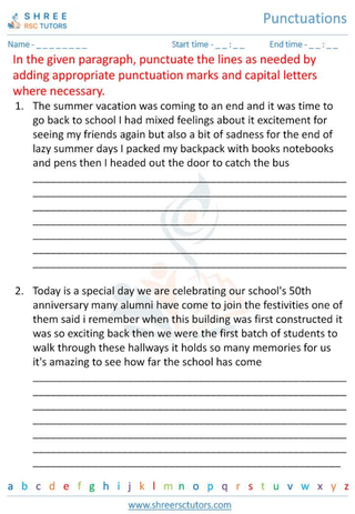 Grade 6  English worksheet: Punctuation