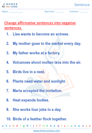 Grade 6  English worksheet: Sentence