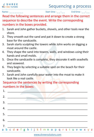 Grade 6  English worksheet: Sequencing a process