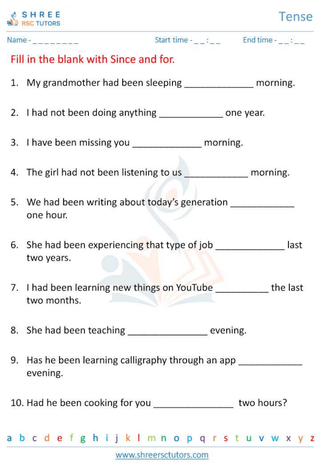 Grade 6  English worksheet: Tense