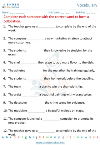 Grade 6  English worksheet: Vocabulary