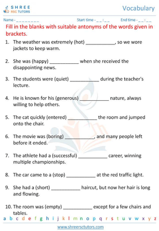 Grade 6  English worksheet: Vocabulary