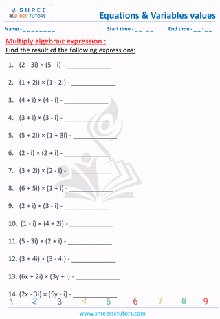 Grade 6  Maths worksheet: Algebraic term - Multiply expressions