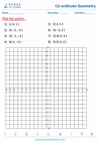 Grade 6  Maths worksheet: Coordinate Geometry - Draw coordinates