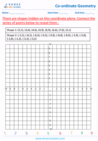 Grade 6  Maths worksheet: Coordinate Geometry - Draw shapes into coordinate geometry.