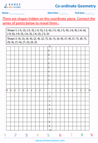 Grade 6  Maths worksheet: Coordinate Geometry - Draw shapes into coordinate geometry.