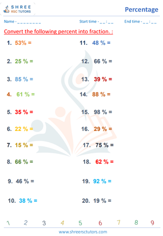 Grade 6  Maths worksheet: Percentage math