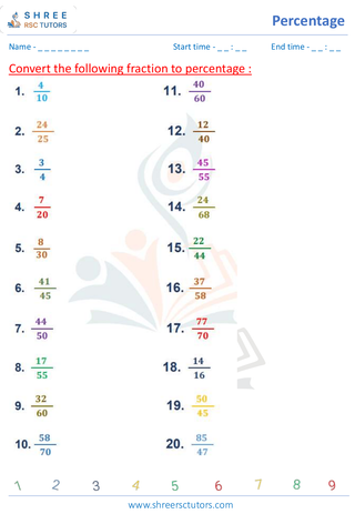 Grade 6  Maths worksheet: Percentage math