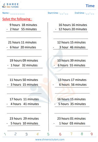 Grade 6  Maths worksheet: Time and duration